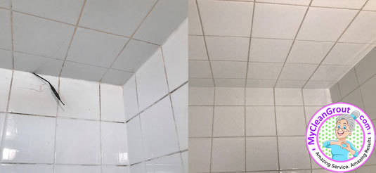 Shower tile cleaning before and after